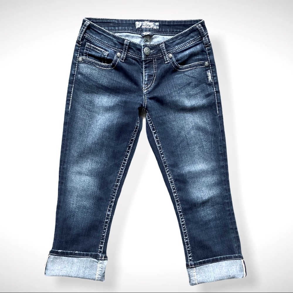 Silver Aiko Kick Flare Crop Jeans Size 26